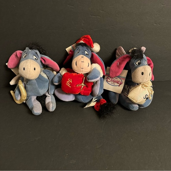 3 Disney Eeyore Plush Bean Bag Stuffed 9 inch Winnie the Pooh Most with Tags - Picture 1 of 8